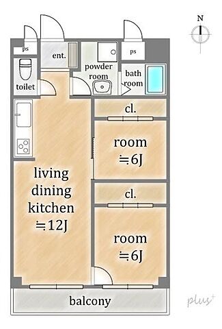 間取り 西京極ハイツ 3階/-
