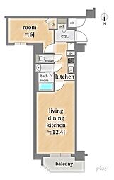京都市上京区長門町マンション 1LDKの間取図画像