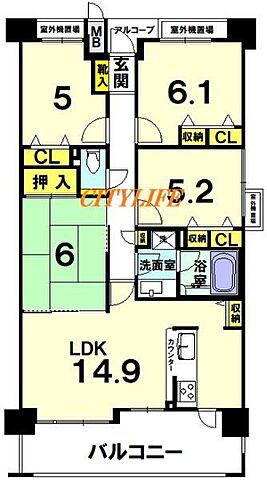 間取り ファミールガーデン二条駅前西棟 3階/-
