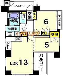 イーグルコート京都錦小路 2LDKの間取図画像