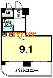 朝日プラザ鴨川2 ワンルームの間取図画像