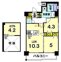 プレサンス京都四条堀川 2LDKの間取図画像