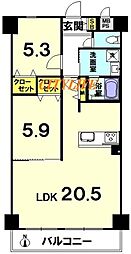 ライオンズマンション祇園 2LDKの間取図画像