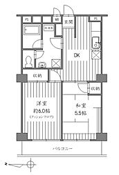 前橋スカイマンション 2DKの間取図画像