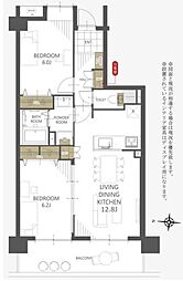 ステイシア高崎 2LDKの間取図画像