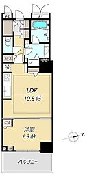 ローレルコート難波 1LDKの間取図画像