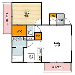 アイコートW 1LDKの間取図画像