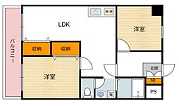 パークハイム住之江 2LDKの間取図画像