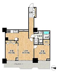 ポートピアプラザA棟 2LDKの間取図画像