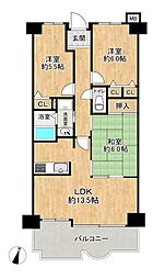 サンシティ朝霧 3LDKの間取図画像