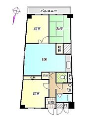白鷺ビューハイツ 3LDKの間取図画像