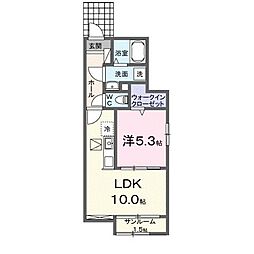 DK エステート 守山小島町 1LDKの間取図画像