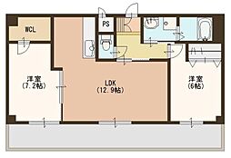 エヌハイム 2LDKの間取図画像