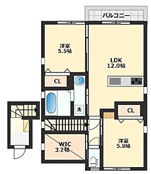 グランソレイユ 2LDKの間取図画像