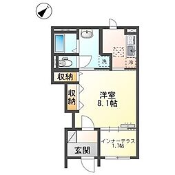 La・Felice ラ・フェリス 1Kの間取図画像