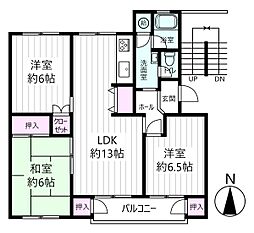 甲子園ビューハイツS棟 3LDKの間取図画像