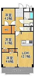 ドムール北市岡 3LDKの間取図画像