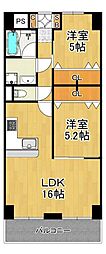 ファミール西九条 2LDKの間取図画像