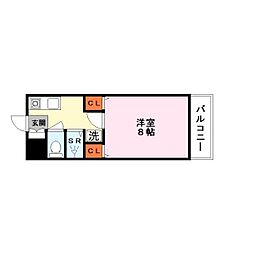 サンリッチMIYUKI 1Kの間取図画像