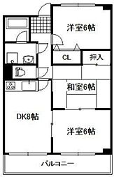 クレール弐番館 3LDKの間取図画像