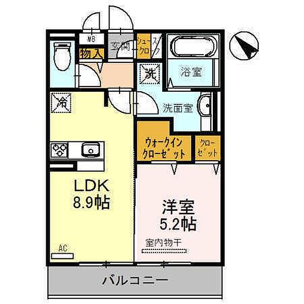 グラシア ｜滋賀県栗東市岡(賃貸アパート1LDK・3階・40.07㎡)の写真 その2