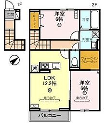 LeLienルリアン 2階2LDKの間取り