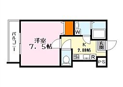 ビエノス京都花園 1Kの間取図画像