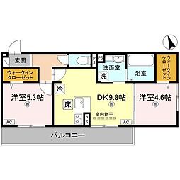 エレガンス　ビュー 3階2LDKの間取り