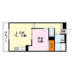 カサレリア 3階1LDKの間取り