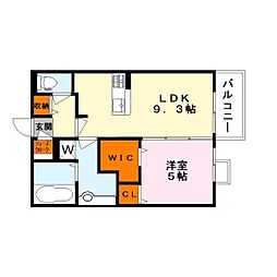 アラモード 2階1LDKの間取り