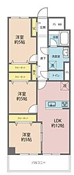 西道頓堀コーポ1号棟 3LDKの間取図画像
