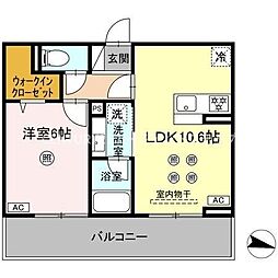 D-resena大橋1 2階1LDKの間取り