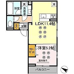 D-resena大橋3 2階1LDKの間取り