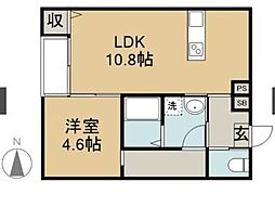 仮）大工町アパートA棟 1階1LDKの間取り