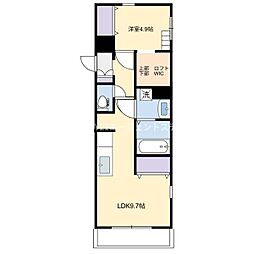 バンベールイースト 3階1LDKの間取り