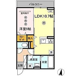 カサグランデ松山 3階1LDKの間取り