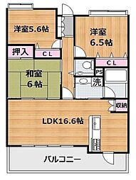 D'クラディア宮崎コートブルク 3LDKの間取図画像