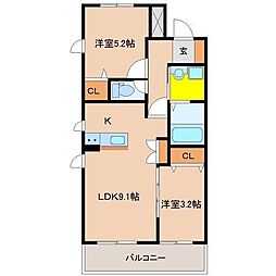 アーベイン堀川 2LDKの間取図画像