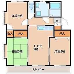 サンライフ永楽 3LDKの間取図画像