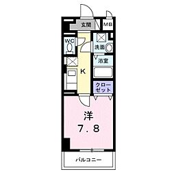 サンライズ 江平中町 1Kの間取図画像