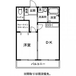 カトル・セゾン 1DKの間取図画像