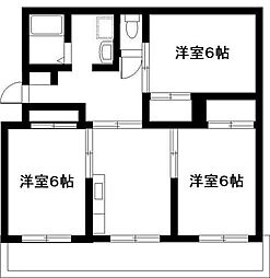 大淀ハイツ 3DKの間取図画像