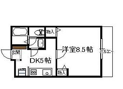 ムツミハイツ恒久 1DKの間取図画像