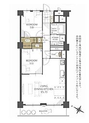 マンション青山カメリア 2LDKの間取図画像
