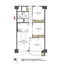 日東サンシャイン青山A棟 3LDKの間取図画像