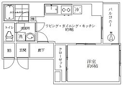 錦糸町パークハイツ 2階1LDKの間取り