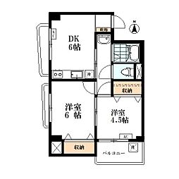 吉田マンション吉田ビル 2DKの間取図画像