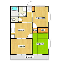 エスプワール 2LDKの間取図画像