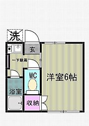 マリーナコーポ 2階1Kの間取り
