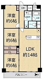 パークプラザ鶴見 3LDKの間取図画像